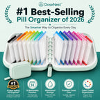 💊A8 Waterproof 14-Pouch Weekly Pill Organizer, Color-Coded Travel Storage for Vitamins & Supplements