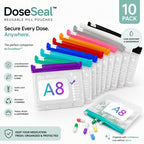 💊A8 Waterproof 14-Pouch Weekly Pill Organizer, Color-Coded Travel Storage for Vitamins & Supplements