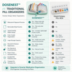 💊A8 Waterproof 14-Pouch Weekly Pill Organizer, Color-Coded Travel Storage for Vitamins & Supplements