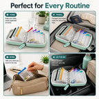 💊A8 Waterproof 14-Pouch Weekly Pill Organizer, Color-Coded Travel Storage for Vitamins & Supplements