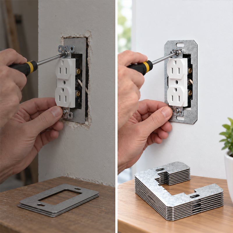 Wall Plate Spacer,Spacers for Electrical Outlets, Metal Flush Fit Device Leveling Plates for Electrical Outlet Repair, Fix Loose Outlets and Electrical Boxes
