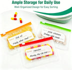 💊A8 Waterproof 14-Pouch Weekly Pill Organizer, Color-Coded Travel Storage for Vitamins & Supplements