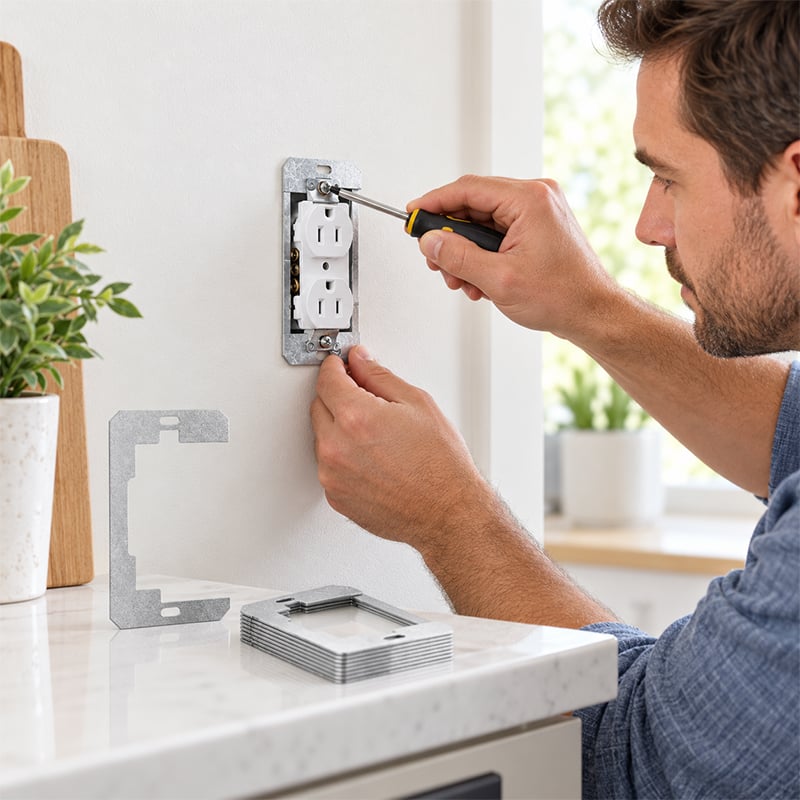 Wall Plate Spacer,Spacers for Electrical Outlets, Metal Flush Fit Device Leveling Plates for Electrical Outlet Repair, Fix Loose Outlets and Electrical Boxes